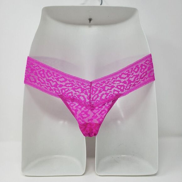 Victoria's Secret Thong Panties Womens One Size Pink The Lacie Lace Leopard NEW - Picture 2 of 9